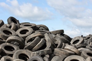 Old Tires and blue sky